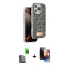 MARSİLYAN™- iPhone 16 Pro Max Kılıf Vadi Klasik Serisi - Siyah 3D Antistatik Mat Seramik Nano Ekran Koruyucu + Raze Metal Kamera Lens - SH