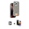 MARSİLYAN™- iPhone 16 Pro Max Kılıf Vadi Klasik Serisi - Siyah 3D Antistatik Mat Seramik Nano Ekran Koruyucu + PVD Metal Kamera Lens - GD