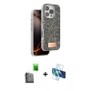 MARSİLYAN™- iPhone 16 Pro Max Kılıf Vadi Klasik Serisi - Siyah 3D Antistatik Seramik Nano Ekran Koruyucu + Siyah Raze Metal Kamera Lens