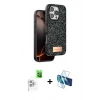 MARSİLYAN™- iPhone 16 Pro Max Kılıf Vadi Klasik Serisi - Siyah 3D Antistatik Seramik Nano Ekran Koruyucu + Raze Metal Kamera Lens - BZ