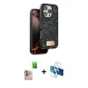 MARSİLYAN™- iPhone 16 Pro Max Kılıf Vadi Klasik Serisi - Siyah 3D Antistatik Seramik Nano Ekran Koruyucu + Raze Metal Kamera Lens - NLGY