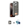 MARSİLYAN™- iPhone 16 Pro Max Kılıf Vadi Klasik Serisi - Siyah 3D Antistatik Seramik Nano Ekran Koruyucu + PVD Metal Kamera Lens - GD