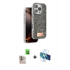 MARSİLYAN™- iPhone 16 Pro Max Kılıf Vadi Klasik Serisi - Siyah 3D Antistatik Seramik Nano Ekran Koruyucu + Raze Metal Kamera Lens - NLGY