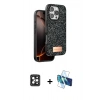 MARSİLYAN™- iPhone 16 Pro Max Kılıf Vadi Klasik Serisi - Siyah 3D Antistatik Seramik Nano Ekran Koruyucu + PVD Metal Kamera Lens - SH