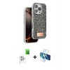 MARSİLYAN™- iPhone 16 Pro Max Kılıf Vadi Klasik Serisi - Siyah 3D Antistatik Seramik Nano Ekran Koruyucu + Raze Metal Kamera Lens - BZ