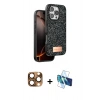 MARSİLYAN™- iPhone 16 Pro Max Kılıf Vadi Klasik Serisi - Siyah 3D Antistatik Seramik Nano Ekran Koruyucu + Pers Alüminyum Kamera Lens - CLTM