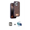 MARSİLYAN™- iPhone 16 Pro Max Kılıf Vadi Klasik Serisi - Siyah 3D Antistatik Seramik Nano Ekran Koruyucu + PVD Metal Kamera Lens - GD