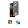 MARSİLYAN™- iPhone 16 Pro Max Kılıf Vadi Klasik Serisi - Siyah 3D Antistatik Seramik Nano Ekran Koruyucu + Pers Alüminyum Kamera Lens - CLTM
