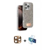 MARSİLYAN™- iPhone 16 Pro Max Kılıf Vadi Klasik Serisi - Siyah 3D Antistatik Seramik Nano Ekran Koruyucu + Pers Alüminyum Kamera Lens - CLTM