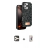 MARSİLYAN™- iPhone 16 Pro Max Kılıf Vadi Klasik Serisi - Siyah Bilvis 3D Cam Ekran Koruyucu + PVD Metal Kamera Lens - GD