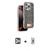 MARSİLYAN™- iPhone 16 Pro Max Kılıf Vadi Klasik Serisi - Siyah Bilvis 3D Cam Ekran Koruyucu + PVD Metal Kamera Lens - GD