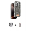 MARSİLYAN™- iPhone 16 Pro Max Kılıf Vadi Klasik Serisi - Siyah Bilvis 3D Cam Ekran Koruyucu + Pers Alüminyum Kamera Lens - GI