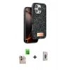 MARSİLYAN™- iPhone 16 Pro Max Kılıf Vadi Klasik Serisi - Siyah Bilvis 3D Cam Ekran Koruyucu + Raze Metal Kamera Lens - NLGY