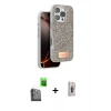 MARSİLYAN™- iPhone 16 Pro Max Kılıf Vadi Klasik Serisi - Siyah Bilvis 3D Cam Ekran Koruyucu + Raze Metal Kamera Lens - SH