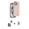 MARSİLYAN™- iPhone 16 Pro Max Kılıf Vadi Klasik Serisi - Siyah Bilvis 3D Cam Ekran Koruyucu + Raze Metal Kamera Lens - SH