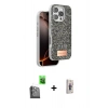 MARSİLYAN™- iPhone 16 Pro Max Kılıf Vadi Klasik Serisi - Siyah Bilvis 3D Cam Ekran Koruyucu + Raze Metal Kamera Lens - SH