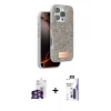 MARSİLYAN™- iPhone 16 Pro Max Kılıf Vadi Klasik Serisi - Siyah Bilvis 3X AR Hayalet Cam Ekran Koruyucu + Bilvis Titan Kamera Lens - GS