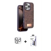 MARSİLYAN™- iPhone 16 Pro Max Kılıf Vadi Klasik Serisi - Siyah Bilvis 3X AR Hayalet Cam Ekran Koruyucu + Pers Alüminyum Kamera Lens - GS