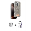 MARSİLYAN™- iPhone 16 Pro Max Kılıf Vadi Klasik Serisi - Siyah Bilvis 3X AR Hayalet Cam Ekran Koruyucu + Pers Alüminyum Kamera Lens - GS