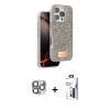 MARSİLYAN™- iPhone 16 Pro Max Kılıf Vadi Klasik Serisi - Siyah Bilvis 3X AR Hayalet Cam Ekran Koruyucu + Pers Alüminyum Kamera Lens - GI