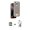 MARSİLYAN™- iPhone 16 Pro Max Kılıf Vadi Klasik Serisi - Siyah Bilvis 3X AR Hayalet Cam Ekran Koruyucu + PVD Metal Kamera Lens - GD