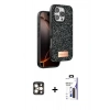 MARSİLYAN™- iPhone 16 Pro Max Kılıf Vadi Klasik Serisi - Siyah Bilvis 3X AR Hayalet Cam Ekran Koruyucu + PVD Metal Kamera Lens - GD