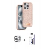 MARSİLYAN™- iPhone 16 Pro Max Kılıf Vadi Klasik Serisi - Siyah Bilvis 3X AR Hayalet Cam Ekran Koruyucu + Pers Alüminyum Kamera Lens - GI