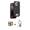 MARSİLYAN™- iPhone 16 Pro Max Kılıf Vadi Klasik Serisi - Siyah Bilvis 3X AR Hayalet Cam Ekran Koruyucu + Pers Alüminyum Kamera Lens - CLTM
