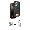 MARSİLYAN™- iPhone 16 Pro Max Kılıf Vadi Klasik Serisi - Siyah Bilvis 3X AR Hayalet Cam Ekran Koruyucu + Pers Alüminyum Kamera Lens - GI
