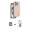 MARSİLYAN™- iPhone 16 Pro Max Kılıf Vadi Klasik Serisi - Siyah Bilvis 3X AR Hayalet Cam Ekran Koruyucu + PVD Metal Kamera Lens - GD