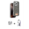 MARSİLYAN™- iPhone 16 Pro Max Kılıf Vadi Klasik Serisi - Siyah Bilvis 3X AR Hayalet Cam Ekran Koruyucu + Pers Alüminyum Kamera Lens - GS