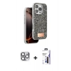 MARSİLYAN™- iPhone 16 Pro Max Kılıf Vadi Klasik Serisi - Siyah Bilvis 3X AR Hayalet Cam Ekran Koruyucu + Pers Alüminyum Kamera Lens - GI