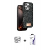 MARSİLYAN™- iPhone 16 Pro Max Kılıf Vadi Klasik Serisi - Siyah Bilvis 3X AR HD Cam Ekran Koruyucu + Pers Alüminyum Kamera Lens - GS