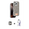 MARSİLYAN™- iPhone 16 Pro Max Kılıf Vadi Klasik Serisi - Siyah Bilvis 3X AR HD Cam Ekran Koruyucu + PVD Metal Kamera Lens - GD