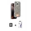 MARSİLYAN™- iPhone 16 Pro Max Kılıf Vadi Klasik Serisi - Siyah Bilvis 3X AR HD Cam Ekran Koruyucu + PVD Metal Kamera Lens - SH