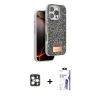 MARSİLYAN™- iPhone 16 Pro Max Kılıf Vadi Klasik Serisi - Siyah Bilvis 3X AR HD Cam Ekran Koruyucu + PVD Metal Kamera Lens - GD