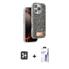 MARSİLYAN™- iPhone 16 Pro Max Kılıf Vadi Klasik Serisi - Siyah Bilvis 3X AR HD Cam Ekran Koruyucu + PVD Metal Kamera Lens - SH