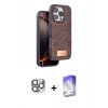 MARSİLYAN™- iPhone 16 Pro Max Kılıf Vadi Klasik Serisi - Siyah Bilvis 5in1 3D Magic Cam Ekran Koruyucu + Gri Pers Alüminyum Kamera Lens
