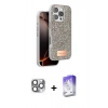 MARSİLYAN™- iPhone 16 Pro Max Kılıf Vadi Klasik Serisi - Siyah Bilvis 5in1 3D Magic Cam Ekran Koruyucu + Gri Pers Alüminyum Kamera Lens