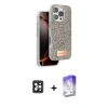 MARSİLYAN™- iPhone 16 Pro Max Kılıf Vadi Klasik Serisi - Siyah Bilvis 5in1 3D Magic Cam Ekran Koruyucu + PVD Metal Kamera Lens - SH