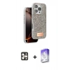 MARSİLYAN™- iPhone 16 Pro Max Kılıf Vadi Klasik Serisi - Siyah Bilvis 5in1 3D Magic Cam Ekran Koruyucu + PVD Metal Kamera Lens - GD