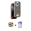 MARSİLYAN™- iPhone 16 Pro Max Kılıf Vadi Klasik Serisi - Siyah Bilvis 5in1 3D Magic Cam Ekran Koruyucu + Pers Alüminyum Kamera Lens - CLTM