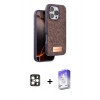 MARSİLYAN™- iPhone 16 Pro Max Kılıf Vadi Klasik Serisi - Siyah Bilvis 5in1 3D Magic Cam Ekran Koruyucu + PVD Metal Kamera Lens - GD