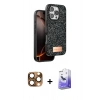 MARSİLYAN™- iPhone 16 Pro Max Kılıf Vadi Klasik Serisi - Siyah Bilvis 5in1 5D Magic Hayalet Cam Ekran Koruyucu + Pers Alüminyum Kamera Lens - CLTM