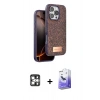 MARSİLYAN™- iPhone 16 Pro Max Kılıf Vadi Klasik Serisi - Siyah Bilvis 5in1 5D Magic Hayalet Cam Ekran Koruyucu + PVD Metal Kamera Lens - GS