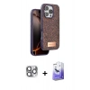 MARSİLYAN™- iPhone 16 Pro Max Kılıf Vadi Klasik Serisi - Siyah Bilvis 5in1 5D Magic Hayalet Cam Ekran Koruyucu + Pers Alüminyum Kamera Lens - GI