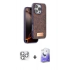 MARSİLYAN™- iPhone 16 Pro Max Kılıf Vadi Klasik Serisi - Siyah Bilvis 5in1 5D Magic Hayalet Cam Ekran Koruyucu + Pers Alüminyum Kamera Lens - GS