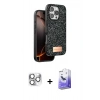 MARSİLYAN™- iPhone 16 Pro Max Kılıf Vadi Klasik Serisi - Siyah Bilvis 5in1 5D Magic Hayalet Cam Ekran Koruyucu + Pers Alüminyum Kamera Lens - GS