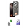 MARSİLYAN™- iPhone 16 Pro Max Kılıf Vadi Klasik Serisi - Siyah Bilvis 5in1 5D Magic Hayalet Cam Ekran Koruyucu + Raze Metal Kamera Lens - SH