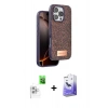 MARSİLYAN™- iPhone 16 Pro Max Kılıf Vadi Klasik Serisi - Siyah Bilvis 5in1 5D Magic Hayalet Cam Ekran Koruyucu + Beyaz Raze Metal Kamera Lens
